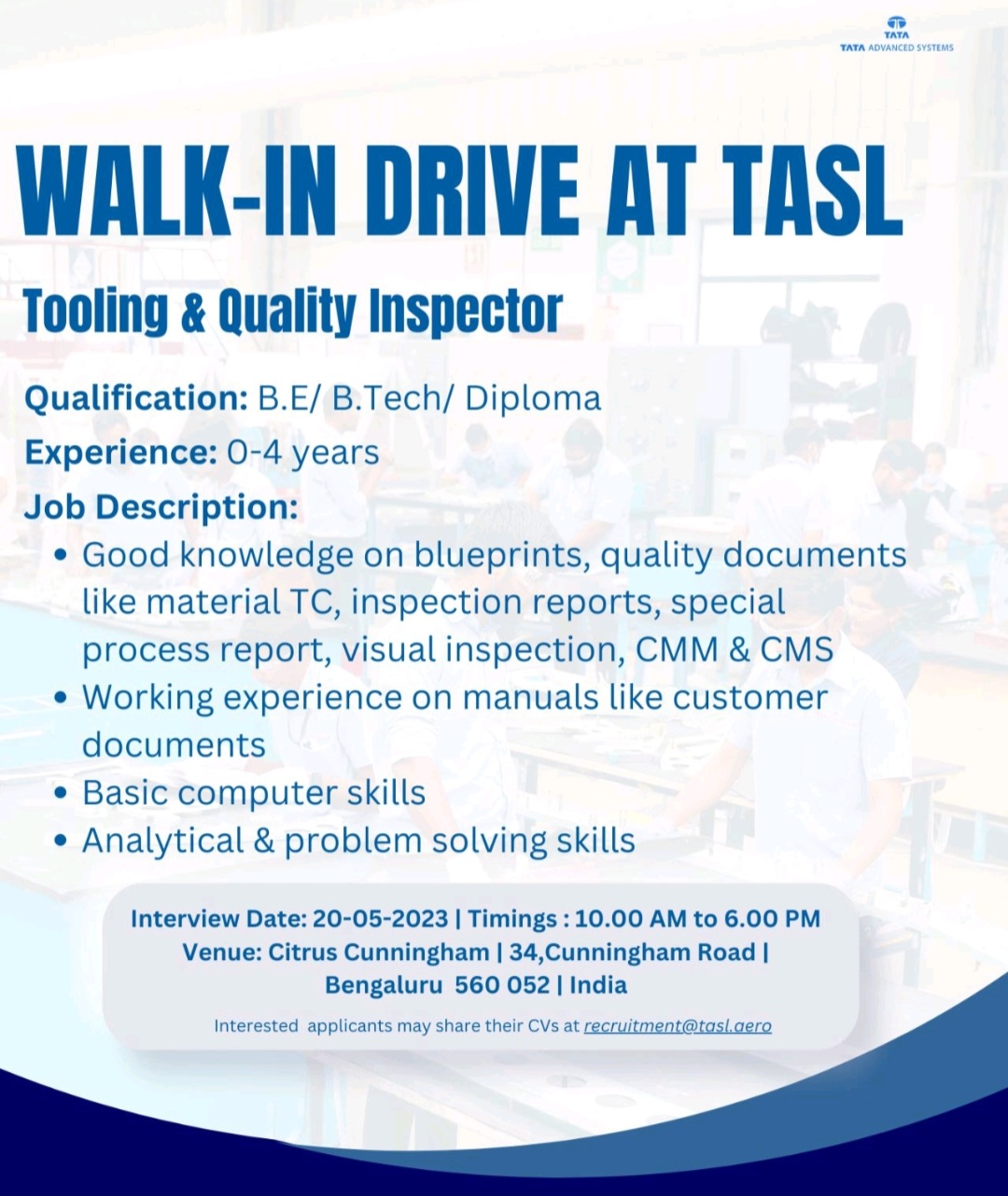 Tata advanced system ltd Vacancy