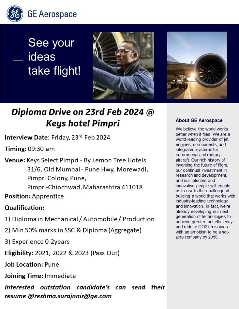 GE Aerospace Hiring | Walk-in-Interview