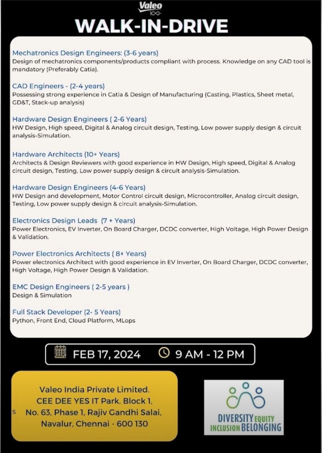 Valeo Hiring | Walk-in-Interview|