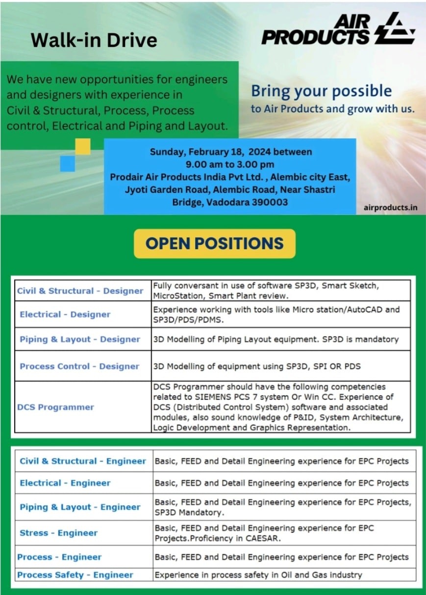 Air Products Hiring For Engineer| Designer|