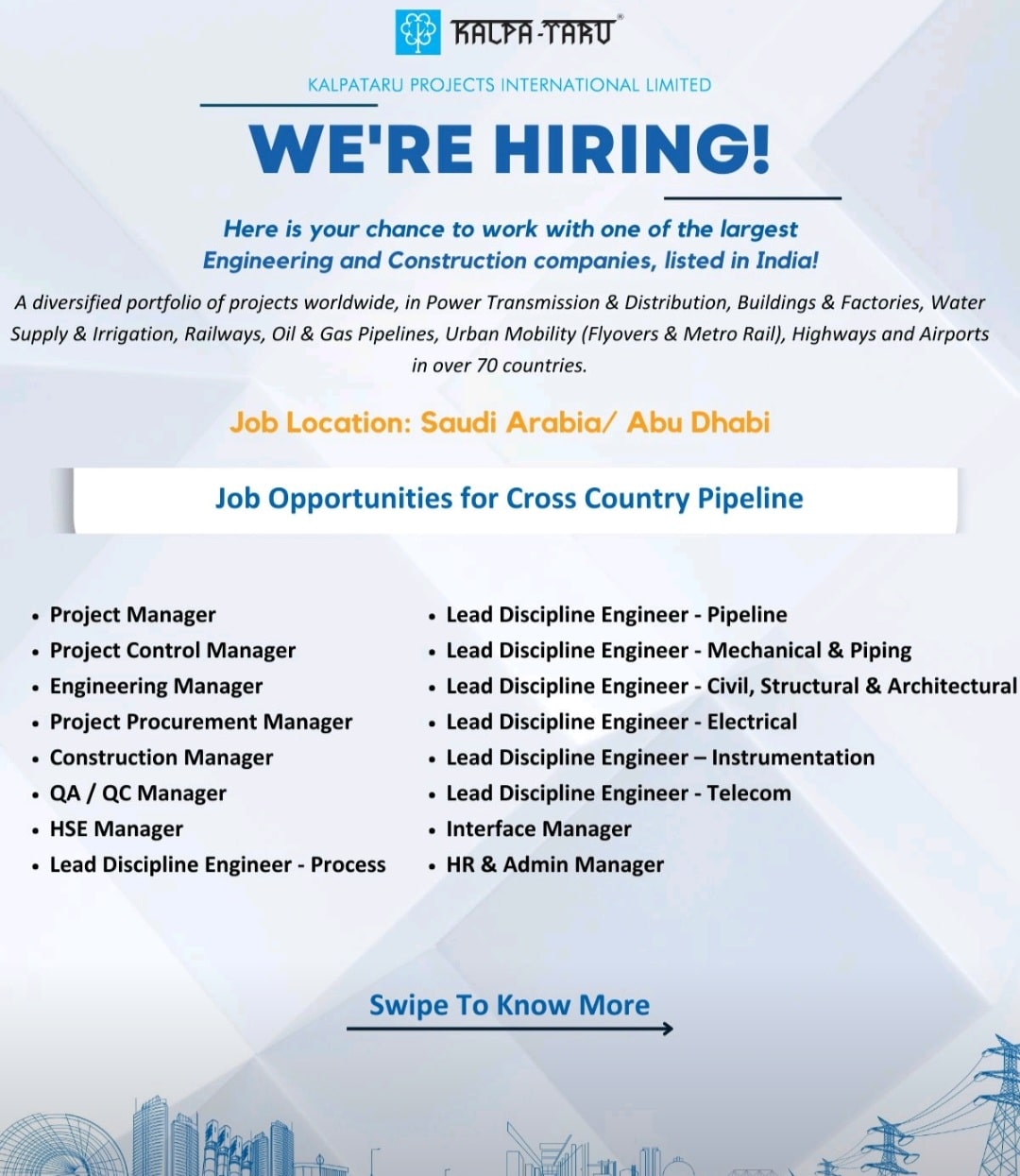 Kalpataru Projects Hiring