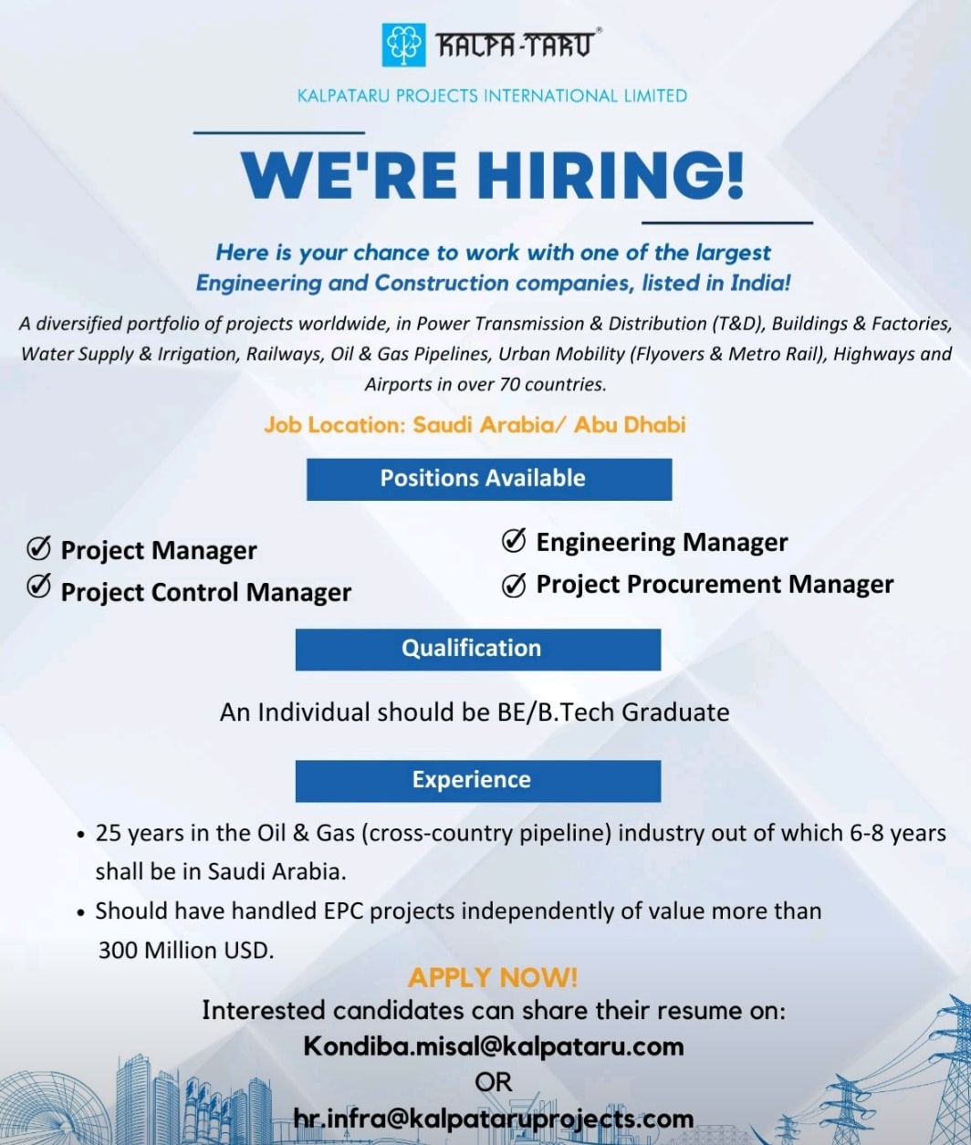 Kalpataru Projects Hiring