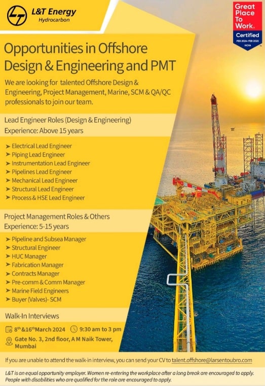 L&T Energy Hiring | Walk-in-Interview| 8/03/24