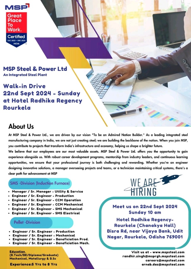 MSP Steel & Power Ltd Vacancy