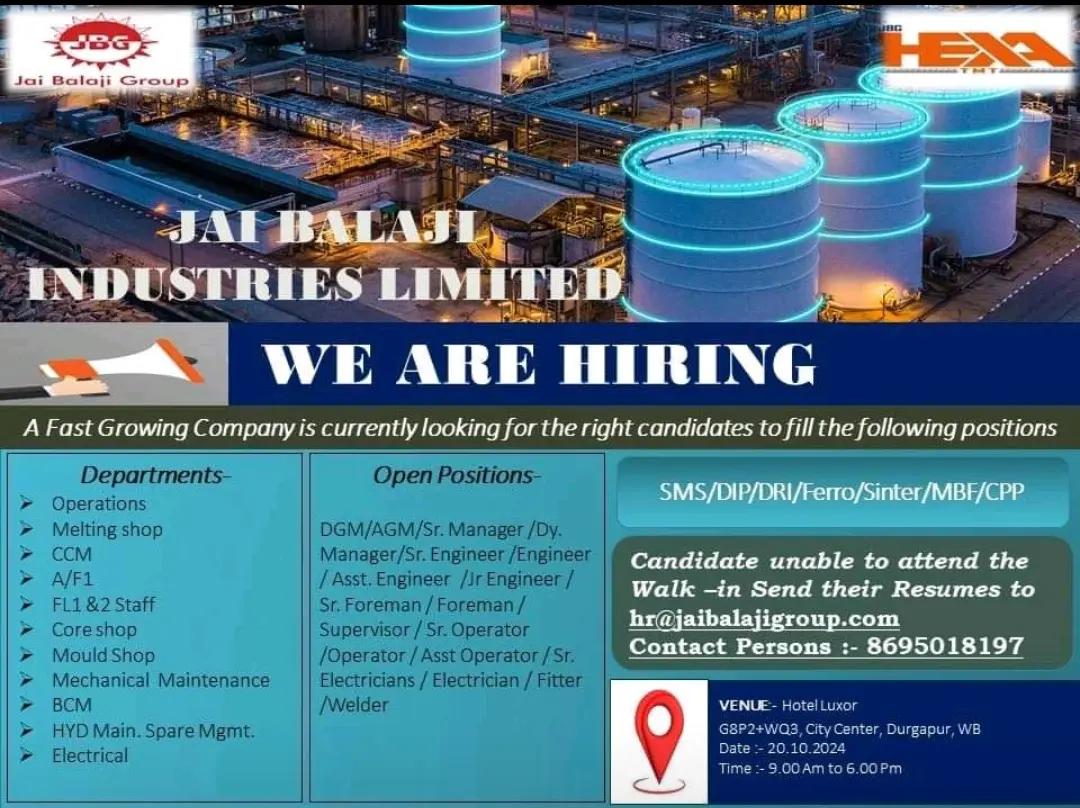 Jai Balaji Industries Hiring