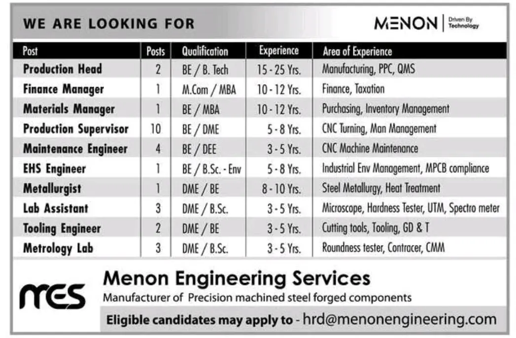 Menon Engineering Hiring