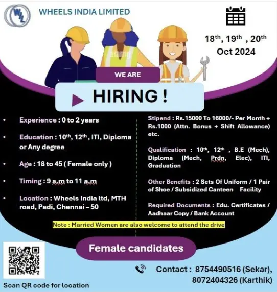 Wheels India Ltd Hiring