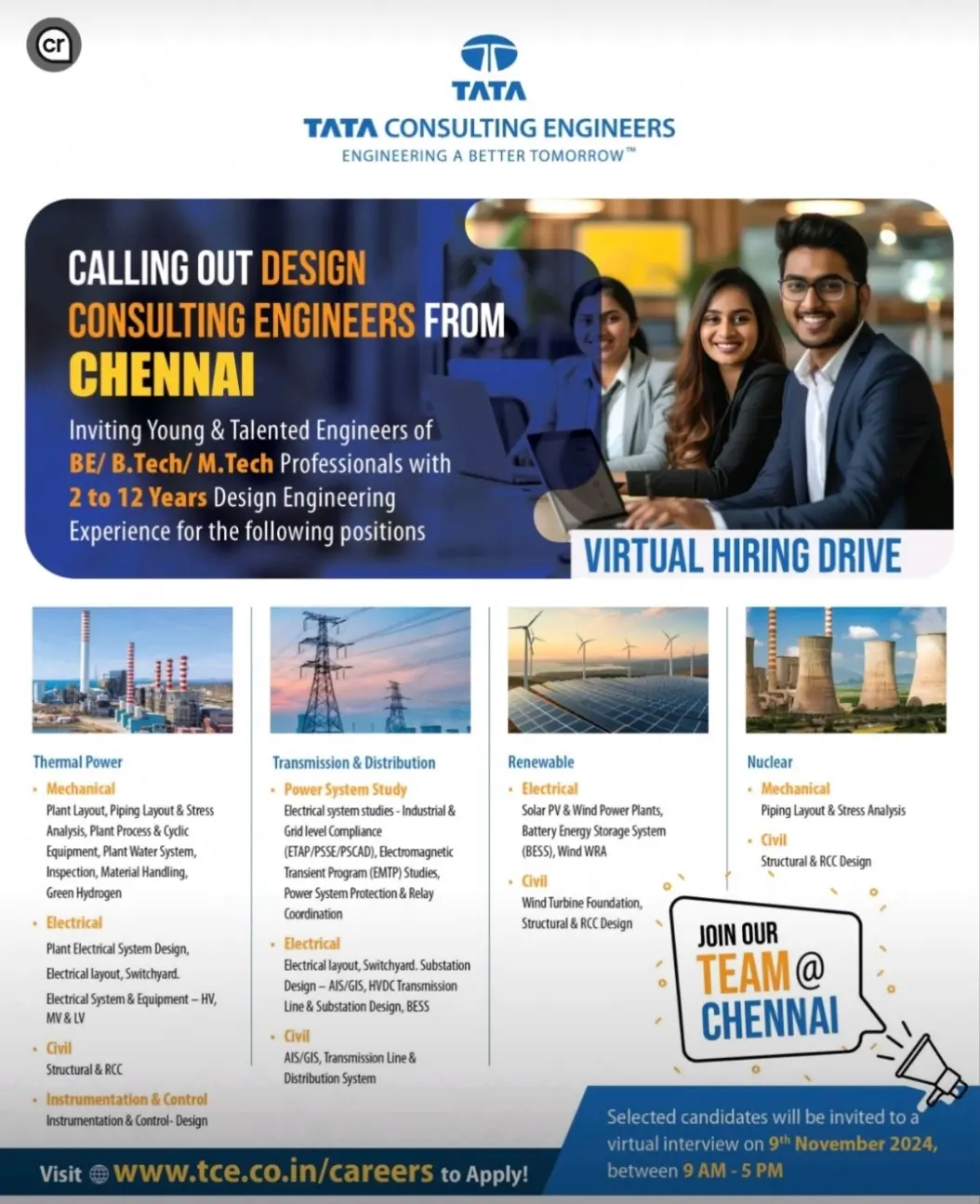 Tata Consulting Engineers Walk-in Interview