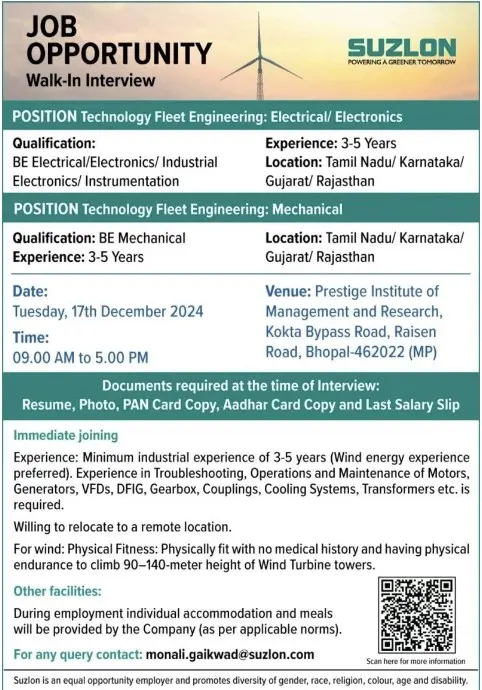 Suzlon Energy Walkin-Interview