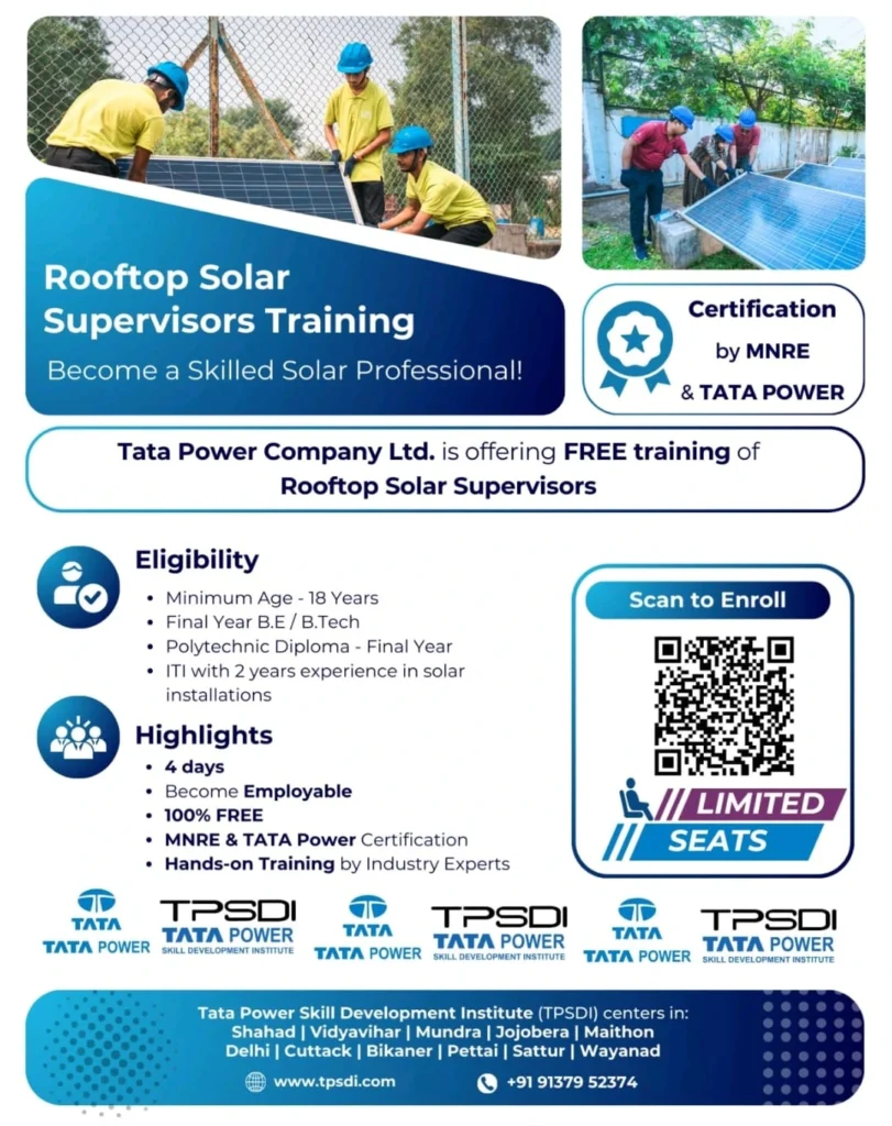 Tata Power Rooftop Solar Supervisors Training 2025