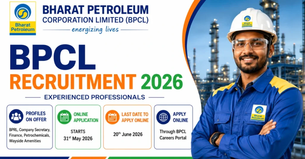 BPCL Recruitment 2026 for Experienced Professionals official job notification thumbnail