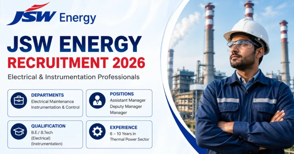 JSW Energy Recruitment 2026 for Electrical and Instrumentation Professionals