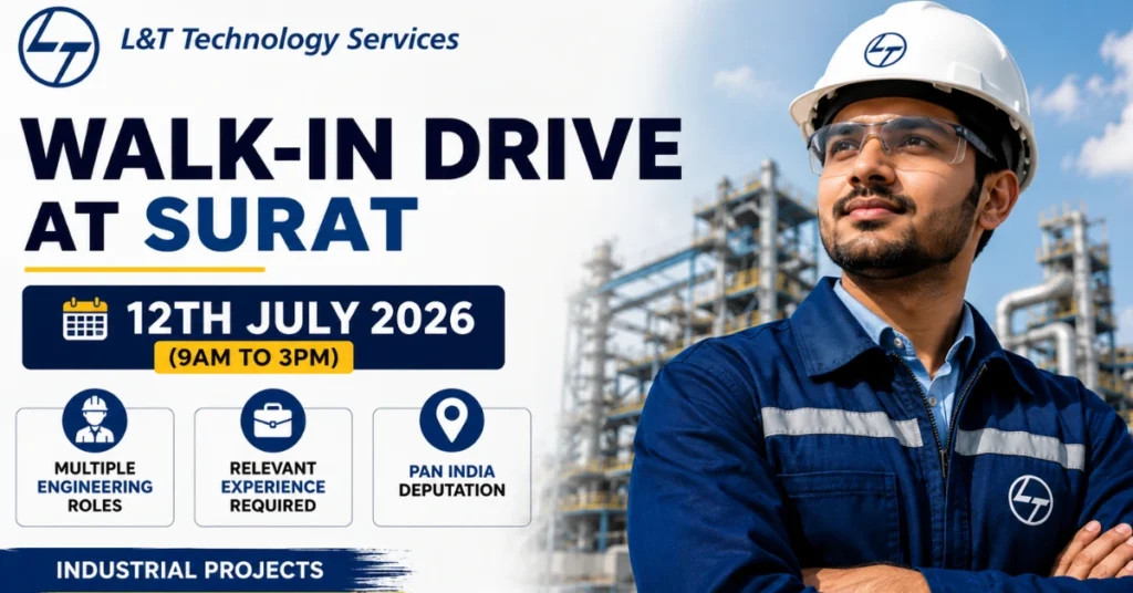 L&T Technology Services Walk-in Drive 2026 thumbnail for experienced construction engineering jobs