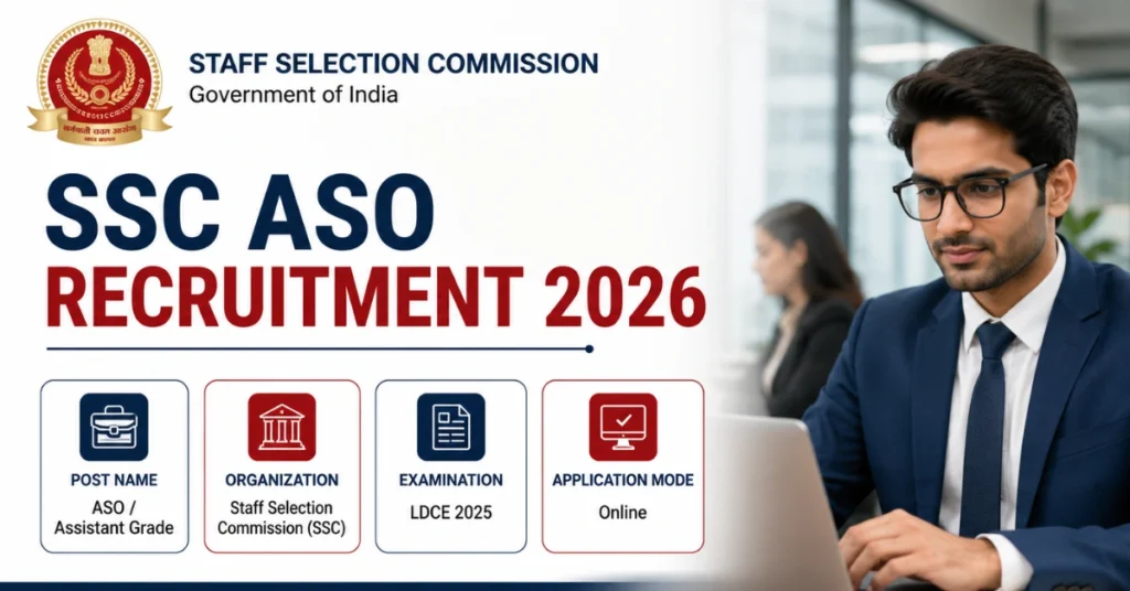 SSC ASO Recruitment 2026 featured image for Assistant Section Officer (ASO) recruitment notification by Staff Selection Commission (SSC).