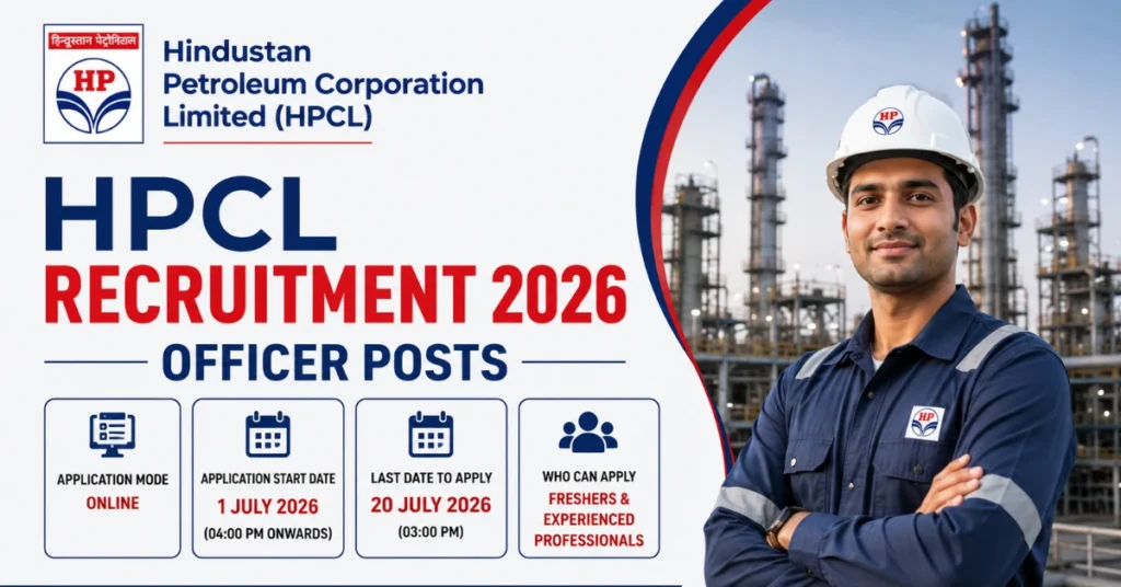 HPCL Recruitment 2026 Officer Posts recruitment website thumbnail featuring the HPCL logo and official recruitment announcement.