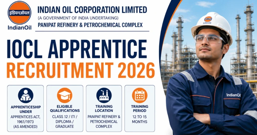 IOCL Apprentice Recruitment 2026 official recruitment thumbnail for Indian Oil Corporation Limited Apprentice posts