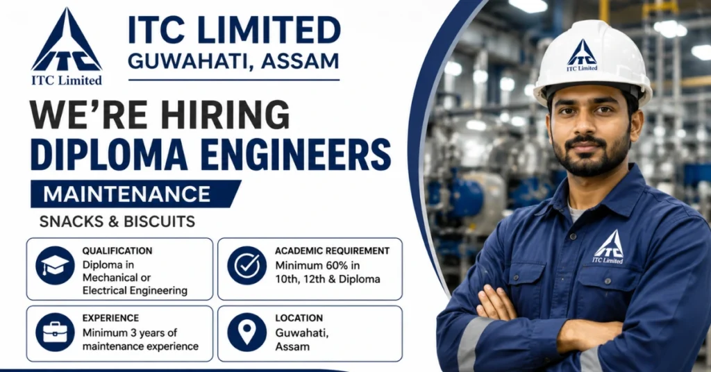 ITC Limited Recruitment 2026 thumbnail for Diploma Engineer Maintenance jobs in the Snacks & Biscuits division