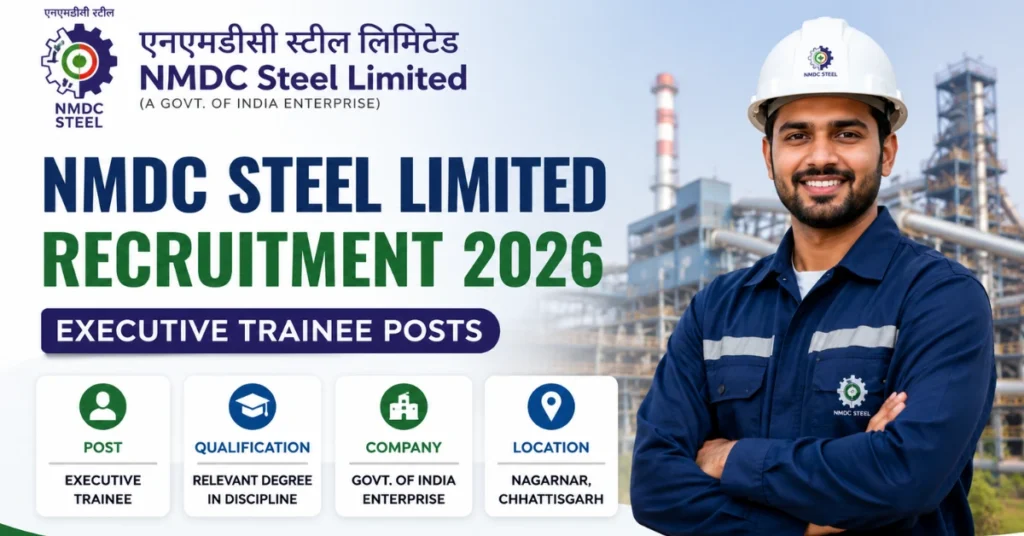 NMDC Steel Limited Recruitment 2026 Executive Trainee official recruitment website thumbnail