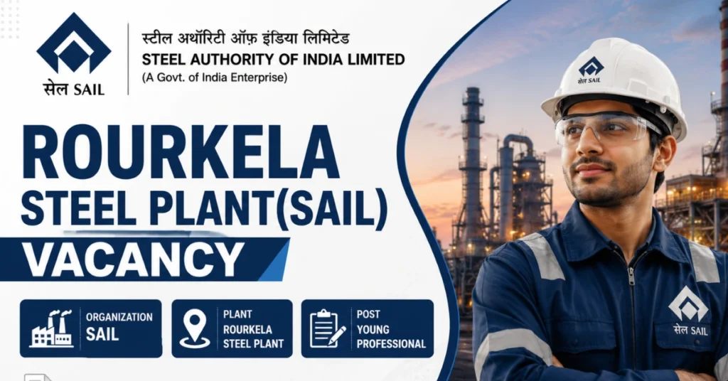 SAIL Rourkela Steel Plant Recruitment 2026 thumbnail featuring Young Professional recruitment at Rourkela Steel Plant