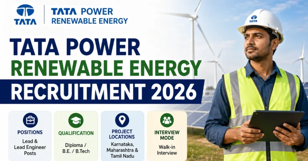 Tata Power Renewable Energy Recruitment 2026 Walk-in Interview for Lead and Lead Engineer Posts
