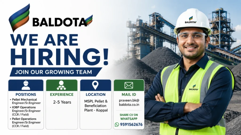 Balota Hiring 2026 for Pellet Mechanical and Operations Engineer positions
