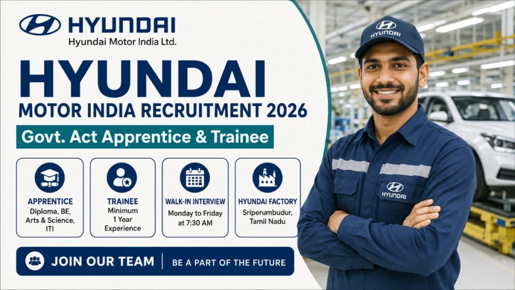Hyundai Motor India Recruitment 2026 for Apprentice and Trainee