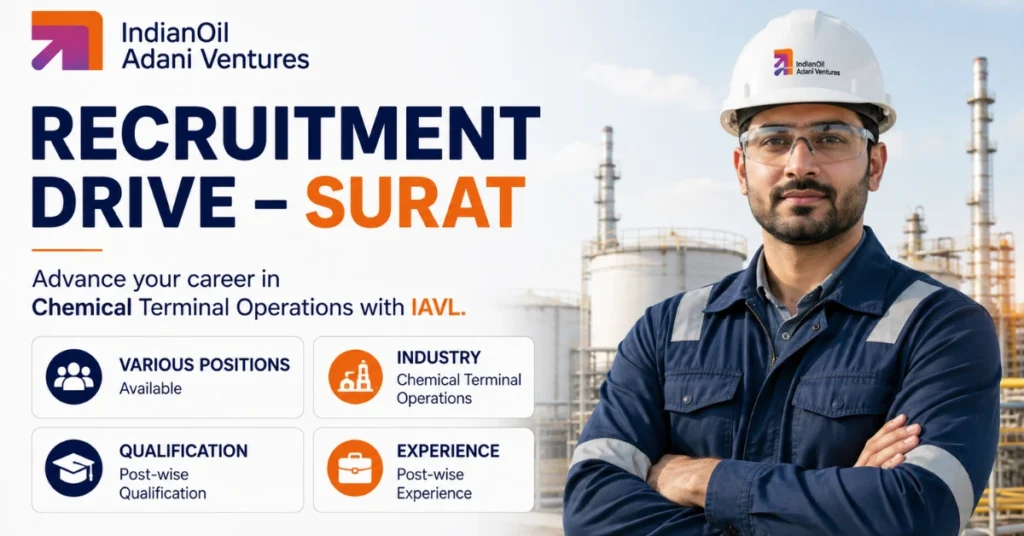 IndianOil Adani Ventures Recruitment 2026 thumbnail for Chemical Terminal Operations posts at IndianOil Adani Ventures (IAVL).