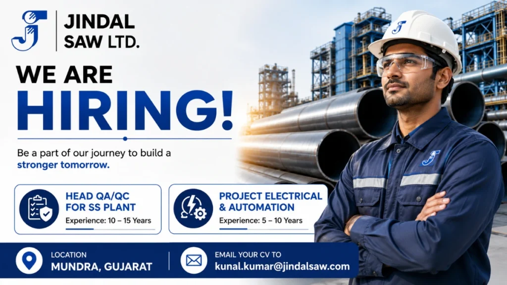 Jindal Saw Recruitment 2026 jobs in Mundra Gujarat
