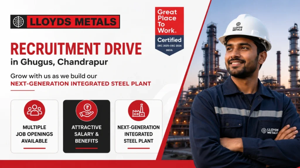 Lloyds Metals Recruitment 2026 for Engineer, Chemist and Officer Posts