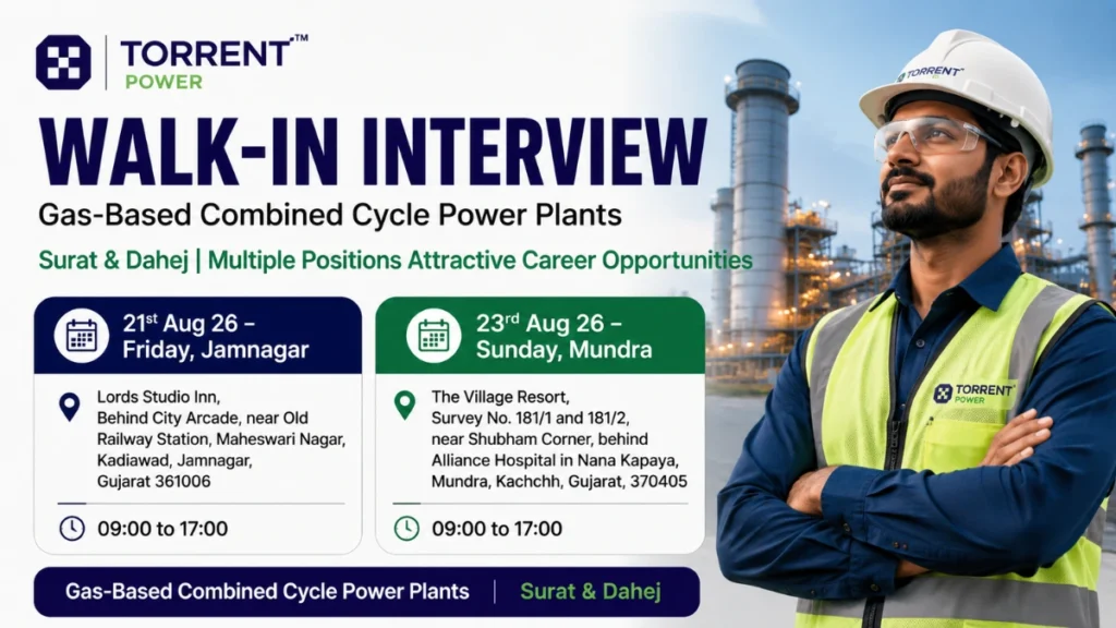 Torrent Power Recruitment 2026 walk-in interview for multiple positions