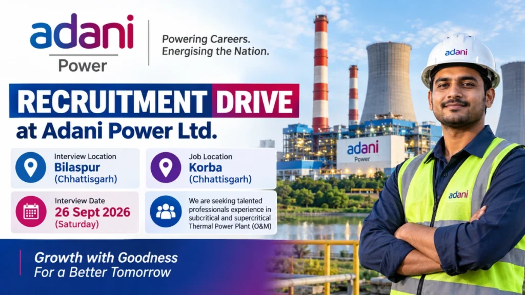 Adani Power Recruitment 2026 for Thermal Power Plant O&M jobs