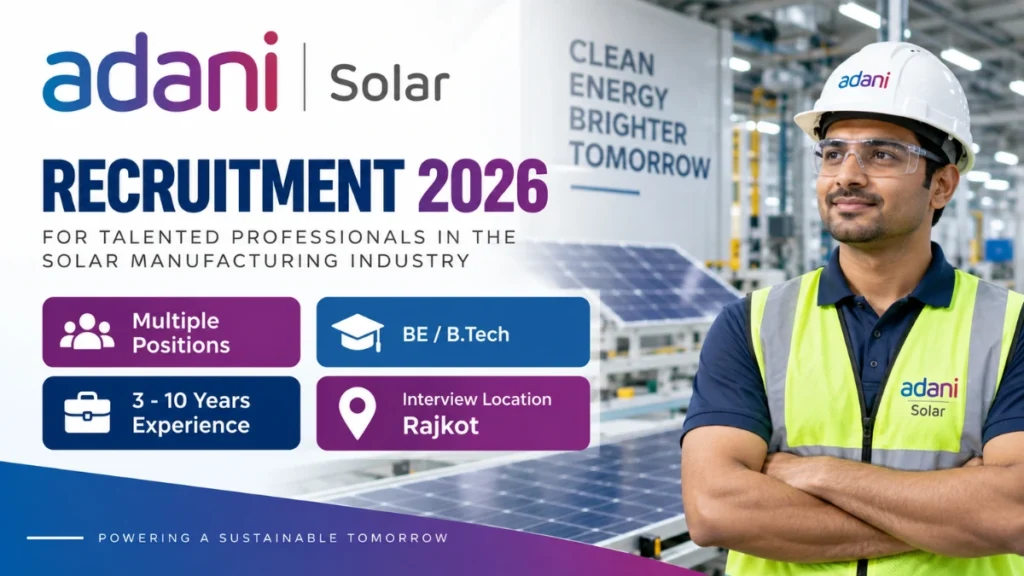 Adani Solar Recruitment 2026 for multiple positions