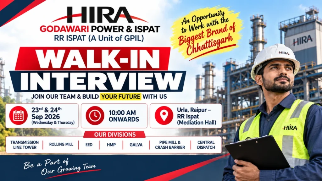 Hira Godawari Power & Ispat Recruitment 2026 Walk-In Interview