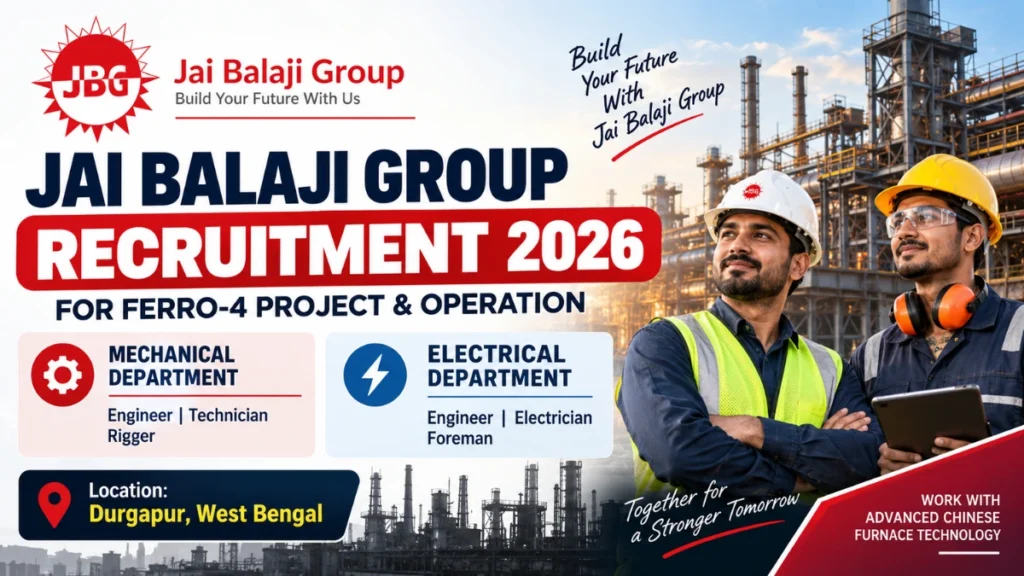 Jai Balaji Group Recruitment 2026 for Mechanical and Electrical Jobs
