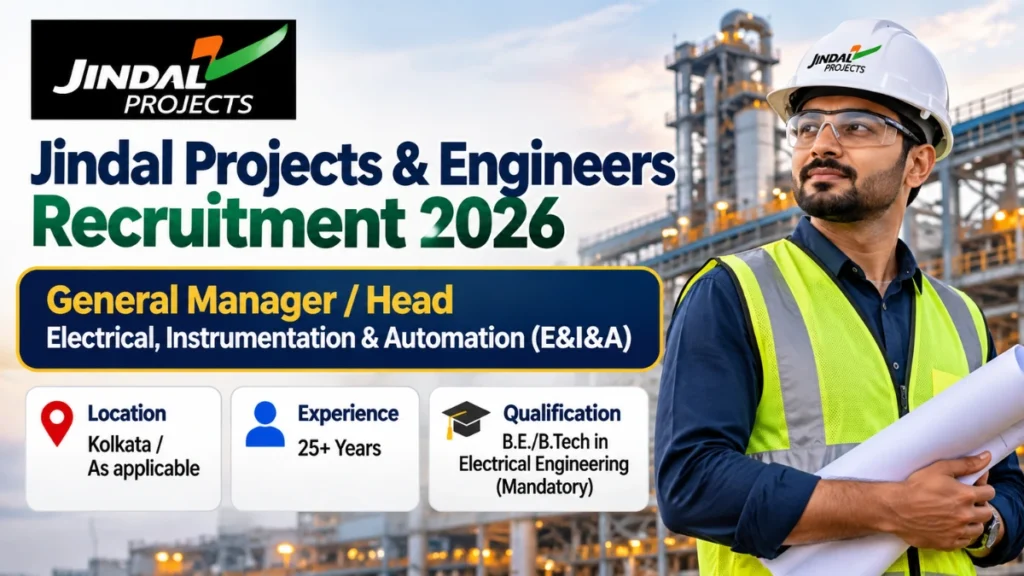 Jindal Projects & Engineers Recruitment 2026 General Manager Head E&I&A