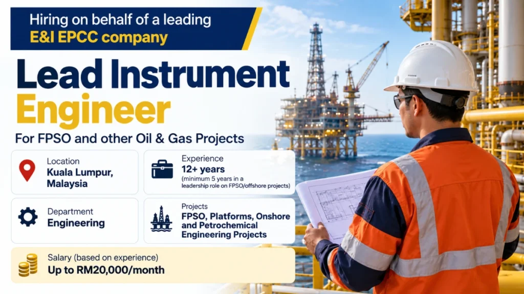 Lead Instrument Engineer Recruitment 2026 in Kuala Lumpur, Malaysia