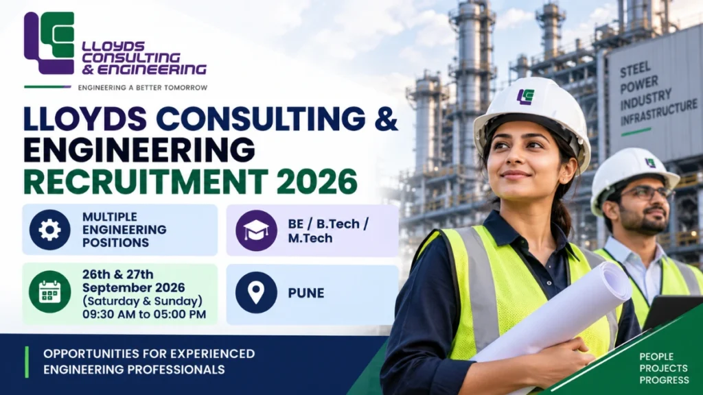 Lloyds Consulting & Engineering Recruitment 2026 walk-in interview for engineers in Pune