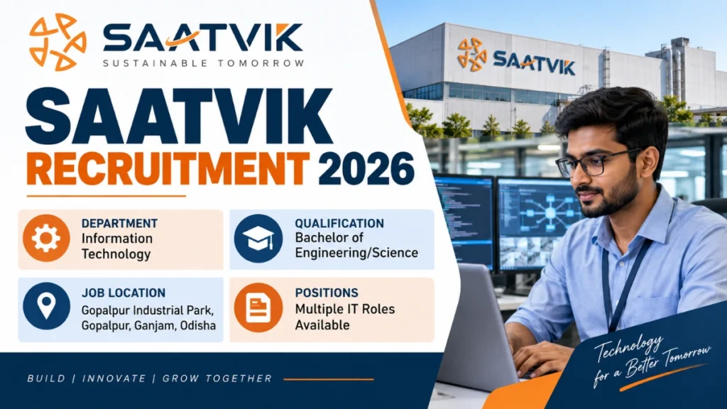Saatvik Recruitment 2026 IT jobs in Gopalpur Odisha