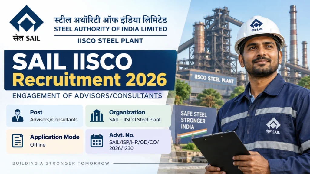 SAIL IISCO Recruitment 2026 for Advisor and Consultant Posts