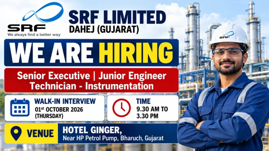 SRF Limited Recruitment 2026 walk-in interview for engineers and technicians