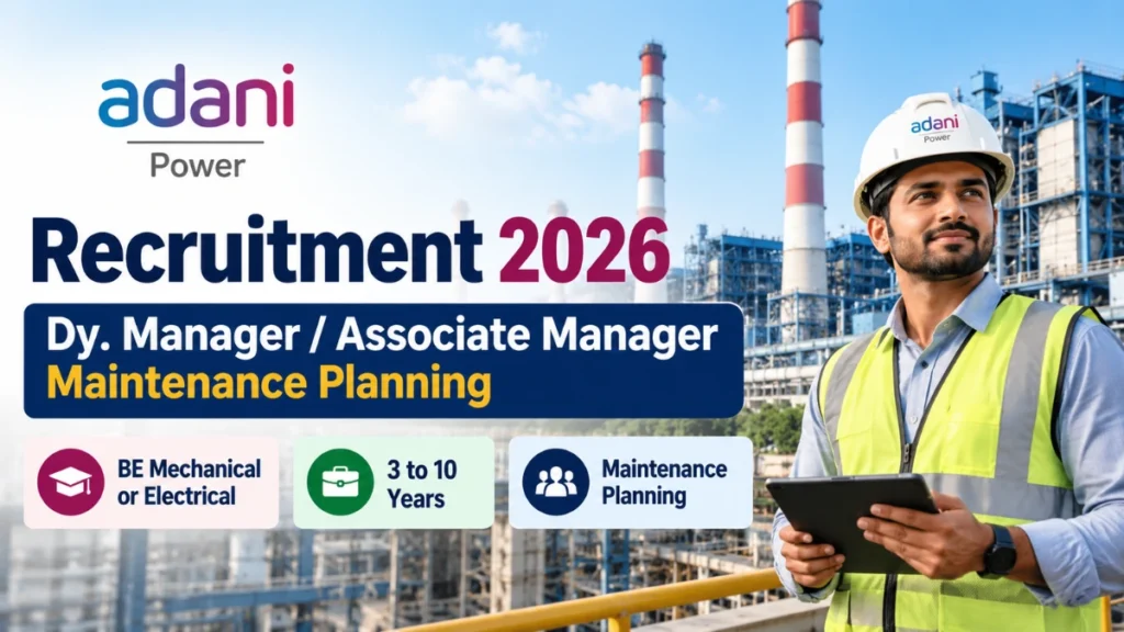Adani Power Recruitment 2026 for Dy. Manager and Associate Manager – Maintenance Planning