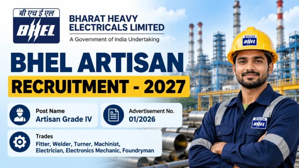 BHEL Artisan Recruitment 2027 – Artisan Grade IV recruitment thumbnail