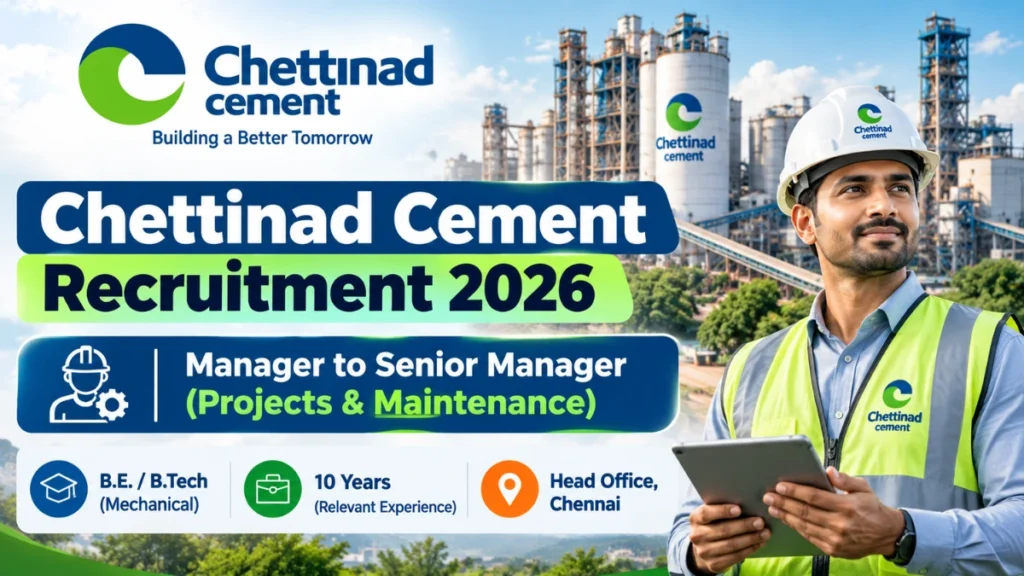 Chettinad Cement Recruitment 2026 for Manager to Senior Manager in Projects and Maintenance