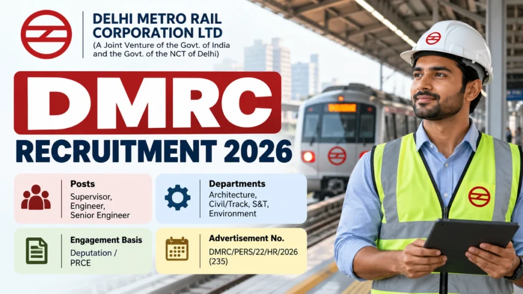 DMRC Recruitment 2026 for Supervisor, Engineer and Senior Engineer Posts