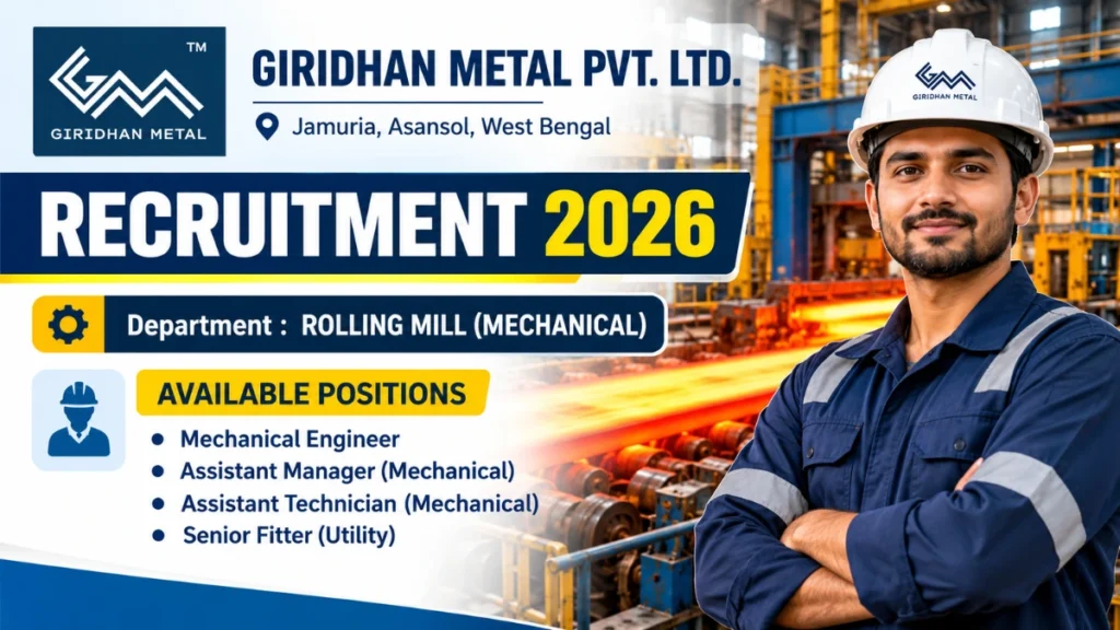 Giridhan Metal Recruitment 2026 for Mechanical Engineer, Assistant Manager, Assistant Technician and Senior Fitter