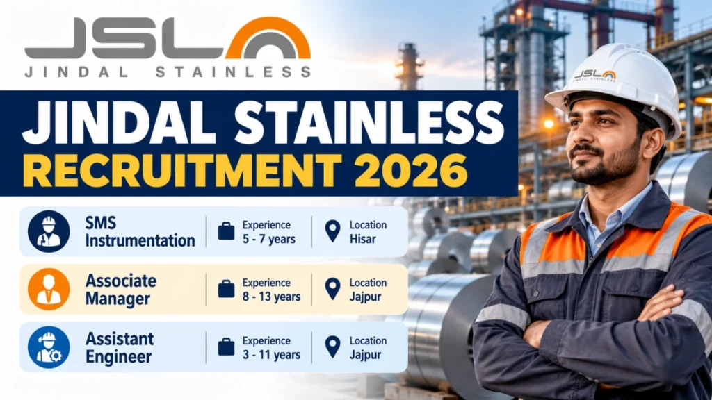 Jindal Stainless Recruitment 2026 for SMS Instrumentation, Associate Manager and Assistant Engineer