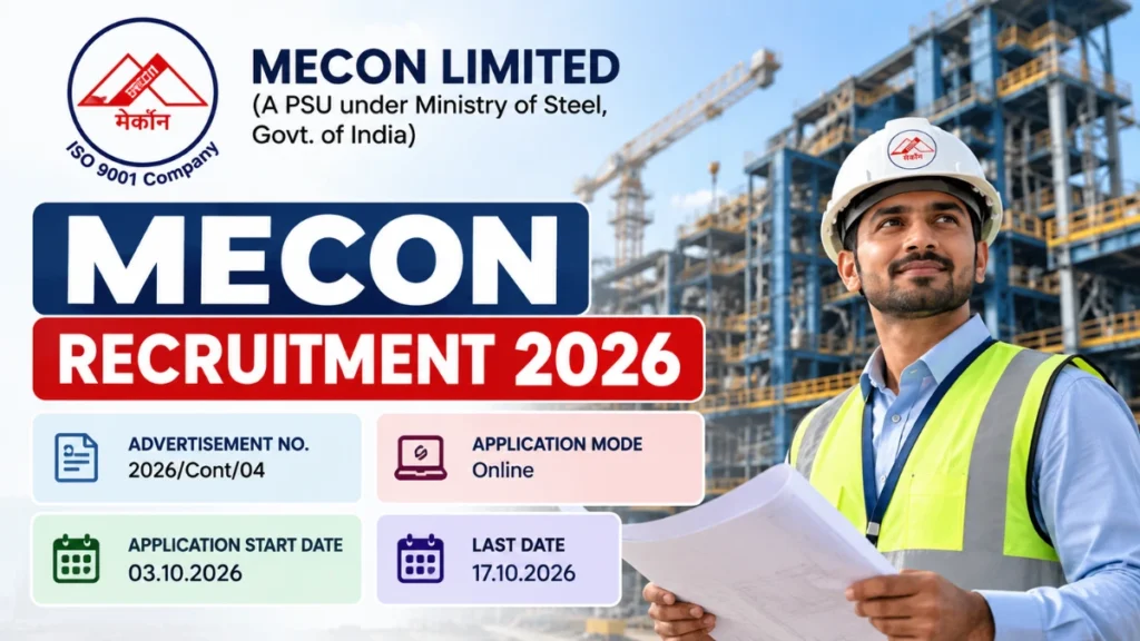 MECON Recruitment 2026 – Engineer and Executive Vacancies