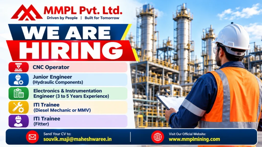 MMPL Recruitment 2026 for CNC Operator, Junior Engineer, Electronics and Instrumentation Engineer, and ITI Trainee posts