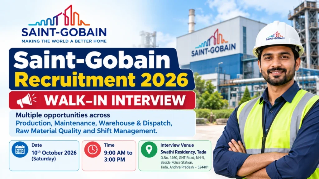 Saint-Gobain Recruitment 2026 walk-in interview for multiple positions