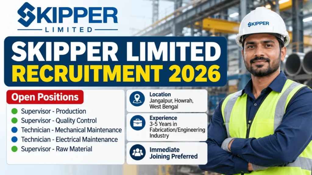 Skipper Limited Recruitment 2026 for Supervisors and Technicians